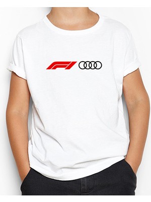 F1 Audi Logo Beyaz Çocuk Tişört