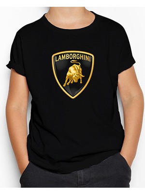 Lamborghni Logo 2 Siyah Çocuk Tişört