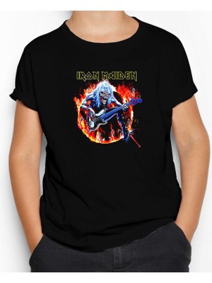 Iron Maiden Fire Siyah Çocuk Tişört
