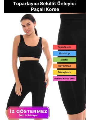 Özel Seri Doğum Sezeryan Sonrası Vücut Kaymaz Silikonlu Toparlayıcı Selüllit Önleyici Paçalı Korse