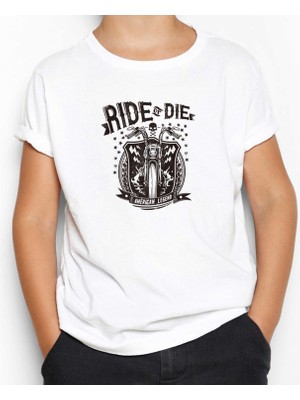 Ride Die Silhouette Beyaz Çocuk Tişört
