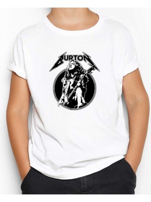 Metallica Cliff Burton Guitar Beyaz Çocuk Tişört