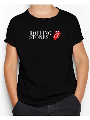 The Rolling Stones Logo Text Siyah Çocuk Tişört