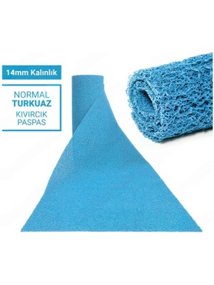 120 x 600 cm  Turkuaz Kıvırcık Paspas-Halı Kaymaz Yolluk Lidya 14MM