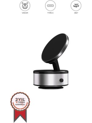 Torima Telefon Tutucu Manyetik Adsorpsiyon Vakumlu Kompakt Ev Ofis Oto Aksesuarları X10Q Gümüş