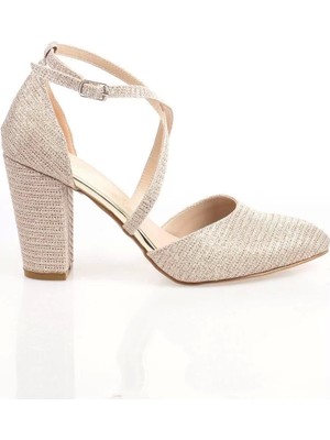 Kadın Moda Şık Gold Mercan Topuklu Zarif Tasarım Yüksek Topuk Düğün Nişan Gece Abiye Ayakkabı