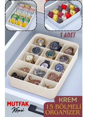 Mediterian 15 Bölmeli Çok Amaçlı Organizer, Takı, Saat, Toka, Çorap ve İç Çamaşırı Düzenleyici