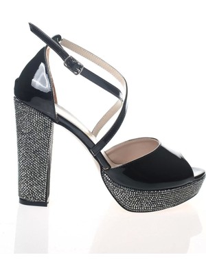 Paybuy Kadın Moda Şık Gold Ayna Ökçe Poli Taş Topuklu Zarif Tasarım Düğün Nişan Gece Abiye Ayakkabı