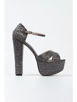 PayBuy Kadın Moda Şık Sultan Inci Taşlı Çapraz Klasik Topuklu Platformlu Düğün Nişan Gece Abiye Ayakkabı