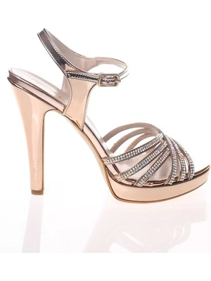 PayBuy Kadın Moda Şık Gold Topuklu Zarif Tasarım Yüksek Topuk Düğün Nişan Gece Abiye Ayakkabı