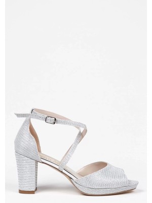 Kadın Moda Şık Gümüş Mercan Topuklu Zarif Tasarım Yüksek Topuk Düğün Nişan Gece Abiye Ayakkabı