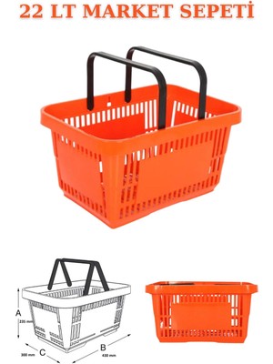 Mediterian Kırmızı 22 Litre Sepet, Saplı, Pratik ve Dayanıklı, Çok Amaçlı Kullanım