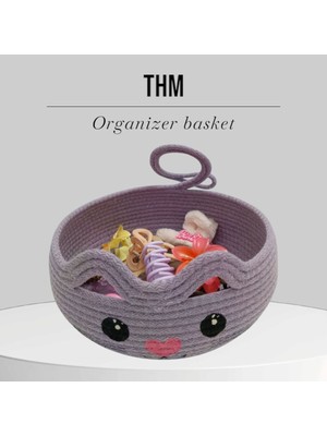 Mediterian Mor Çok Amaçlı Renkli Sepet, Düzenleyici, Oyuncak ve Makyaj Saklama İçi