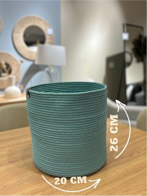 Mediterian Mavi Çok Amaçlı Jüt Düzenleyici Sepet, Saksılık ve Organizer, Küçük Boy