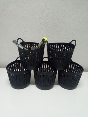 Mediterian Mini sepet seti, şekerlik, kalemlik ve dekoratif kullanışlı ürünler, siyah renkli.