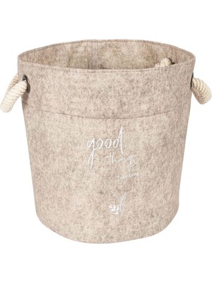 Mediterian Bej Çok Amaçlı Keçe Sepet Düzenleyici Kutu 35x50 cm