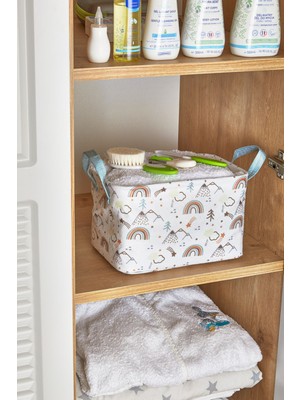 Mediterian Renkli Dikdörtgen Keçe Sepet, 17x24x14 cm, Dekoratif ve Pratik Saklama Hacmi