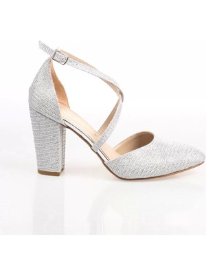Kadın Moda Şık Gümüş Mercan Topuklu Zarif Tasarım Yüksek Topuk Düğün Nişan Gece Abiye Ayakkabı