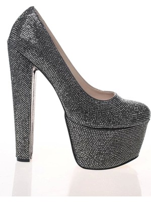 Kadın Moda Şık Gold Full Taş Yüksek Topuk Topuklu Düğün Nişan Gece Abiye Ayakkabı