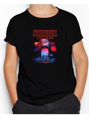 Stranger Things Universal Siyah Çocuk Tişört