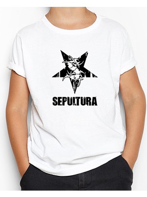 Sepultura Yazı Logo Beyaz Çocuk Tişört