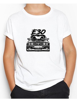 Bmw E30 Sketch Beyaz Çocuk Tişört