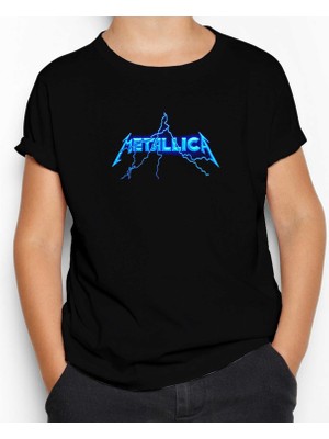 Metallica Logo Lightning Siyah Çocuk Tişört