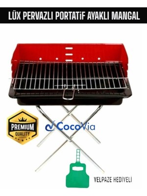 Lüx Seyyar Ayaklı 40 cm Mangal Katlanır Mangal Portatif Ayaklı Mangal ( Yelpaze Hediyeli) 40 cm