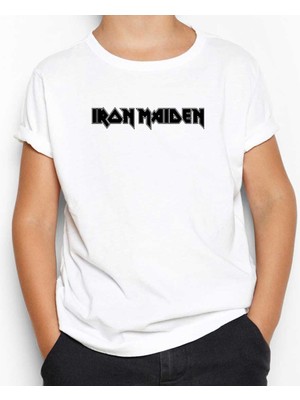 Iron Maiden Black Text Beyaz Çocuk Tişört