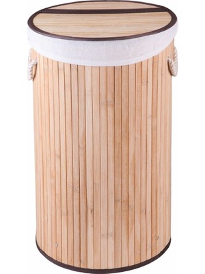 Mediterian Doğal Bambu Çamaşır Sepeti, Hafif ve Şık Tasarım, Dayanıklı ve Ferahlatıcı Görünüm