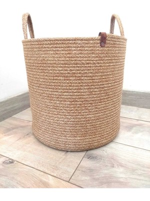 Mediterian Çok Amaçlı Hasır Sepet 30x30, Bej, Dekor ve Banyo İçin, 350 ml Hacim