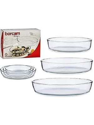 Paşabahçe Oval Borcam Tepsi Seti 3 Lü Borcam Seti Takımı 3 Boy