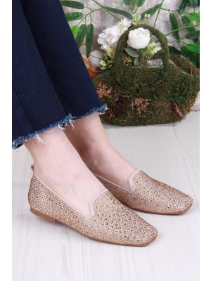 Fort 128-133 Fls Triko Taş Baskı Detaylı Kut Burun Kadın Babet