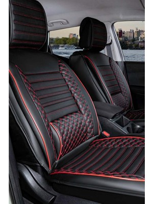 Mk Express Seat Ateca Uyumlu Konforlu Bel Destekli Yarı Deri Oto Koltuk Kılıfı Siyah Kırmızı Renk Derin