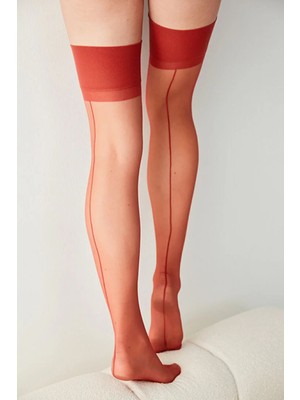 Penti GİYİM Kadın Jartiyer Çorabı Kırmızı Hızlı Kurutma Özellikli Düz Desenli