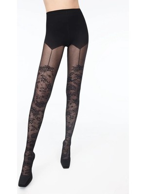 Kadın Roses Hold Up Çiçekli Desenli Külotlu Çorap