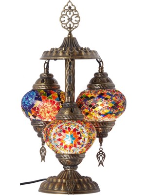 Mediterian El Yapımı Mozaik Masa Lambası, Sıcak ve Dekoratif Gece Aydınlatması
