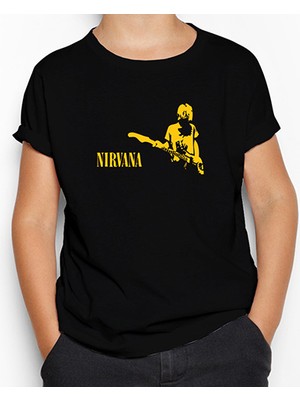 Z zepplin Nirvana Kurt Cobain Siyah Çocuk Tişört