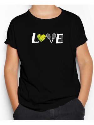 Tennis Love Siyah Çocuk Tişört