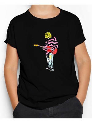 Nirvana Kurt Cobain Siluet Siyah Çocuk Tişört