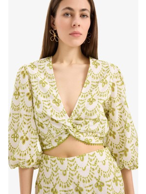 DeFacto Desenli Nakışlı Brode Plaj Üstü-Fall in Love C6172AX25SM