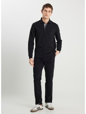 Wrangler Siyah Erkek Polo T-Shirt W2510683001 Uzun Kol Polo T-Shirt