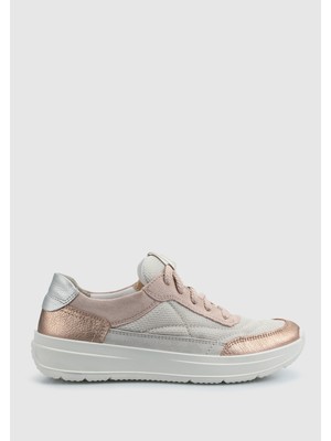 Bej Deri Kadın Sneaker