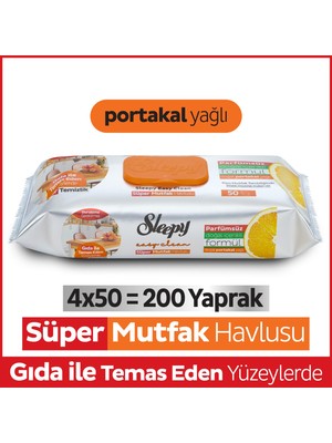 Sleepy Easy Clean Süper Yüzey Temizlik Mutfak Havlusu&Mendili Portakal Yağlı 4X50 (200 Yaprak)

