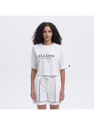 Ellesse EF443-OF Bisiklet Yaka Crop Kadın T-Shirt - Kırık Beyaz