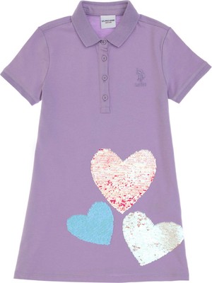 U.s. Polo Assn. Baskılı Lila Kız Çocuk Diz Üstü Elbise Veruna