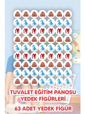Yedek Figür - Tuvalet Eğitim Panosu Için 63 Adet Yedek Figür Tuvalet Alışkanlık Panosu Figürleri