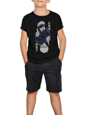 Gojo Satoru Jujutsu Siyah Çocuk Tişört