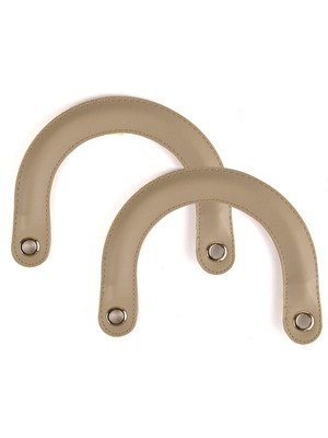 Suni Deri Bej Rengi Tutma Çanta Sapı Çifti Light Gold Metalli