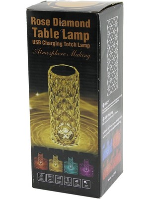 Kumandalı - Dokunmatik Dekoratif Masa Lambası Mika Kristal Pls. Renkli Ledli U - ARS4785-3060